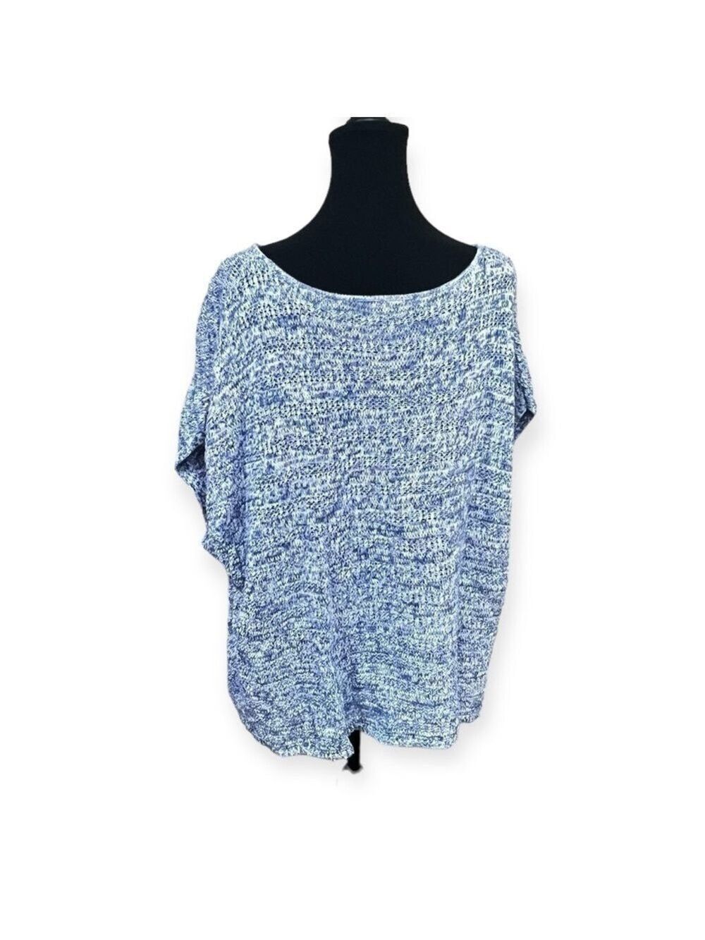 GAP Women's Marled Sleeveless Sweater Crew Neck Size XL Blue White 100% cotton - Picture 1 of 6